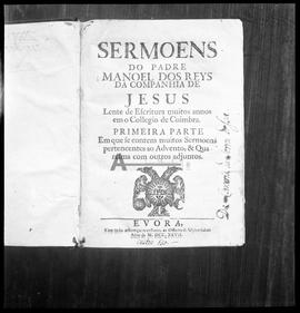 Reprodução da 1ª página de Livro de Sermões do Padre Manuel dos Reys da Companhia de Jesus