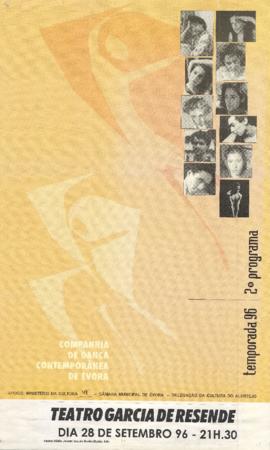 Cartaz de espetáculo - Companhia de dança Contemporânea de Évora -Temporada 1996 - 2º Programa