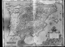 Reprodução de mapa antigo da Península Ibérica