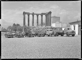 Carros da escola de condução de Victor Santos em frente ao Templo Romano