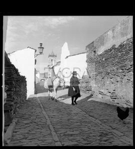 Rua de Monsaraz (senhora com burro e galinha)
