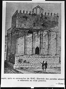 Reprodução de gravura representando o Templo Romano após 1840