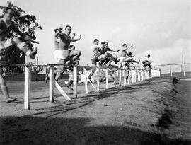 Jogadores do Lusitano Ginásio Club, durante um treino