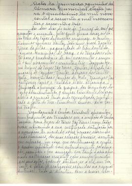 Ata da reunião nº 01/60 da Câmara Municipal de Évora eleita para o quadriénio de 1960-1963